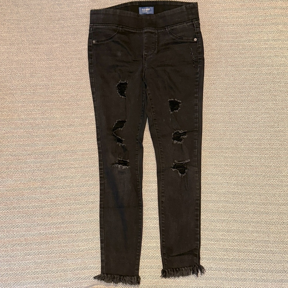 Old Navy Rockstar Stretchy Skinny Distressed Jeggings Faded Black Size 6